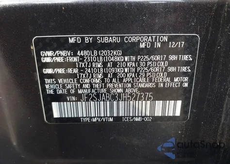 2018 Subaru Forester 2.5I from USA, damaged, VIN JF2SJABC3JH527375